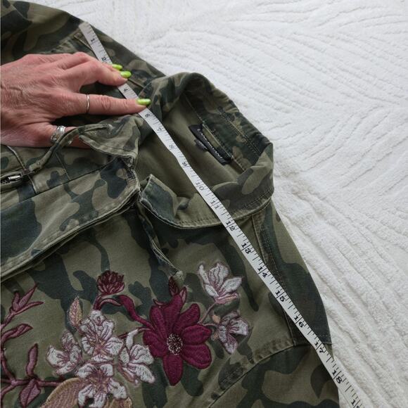 Lane Bryant EUC camo floral full zip embroidered cotton jacket 14/16 green pink - Picture 14 of 17
